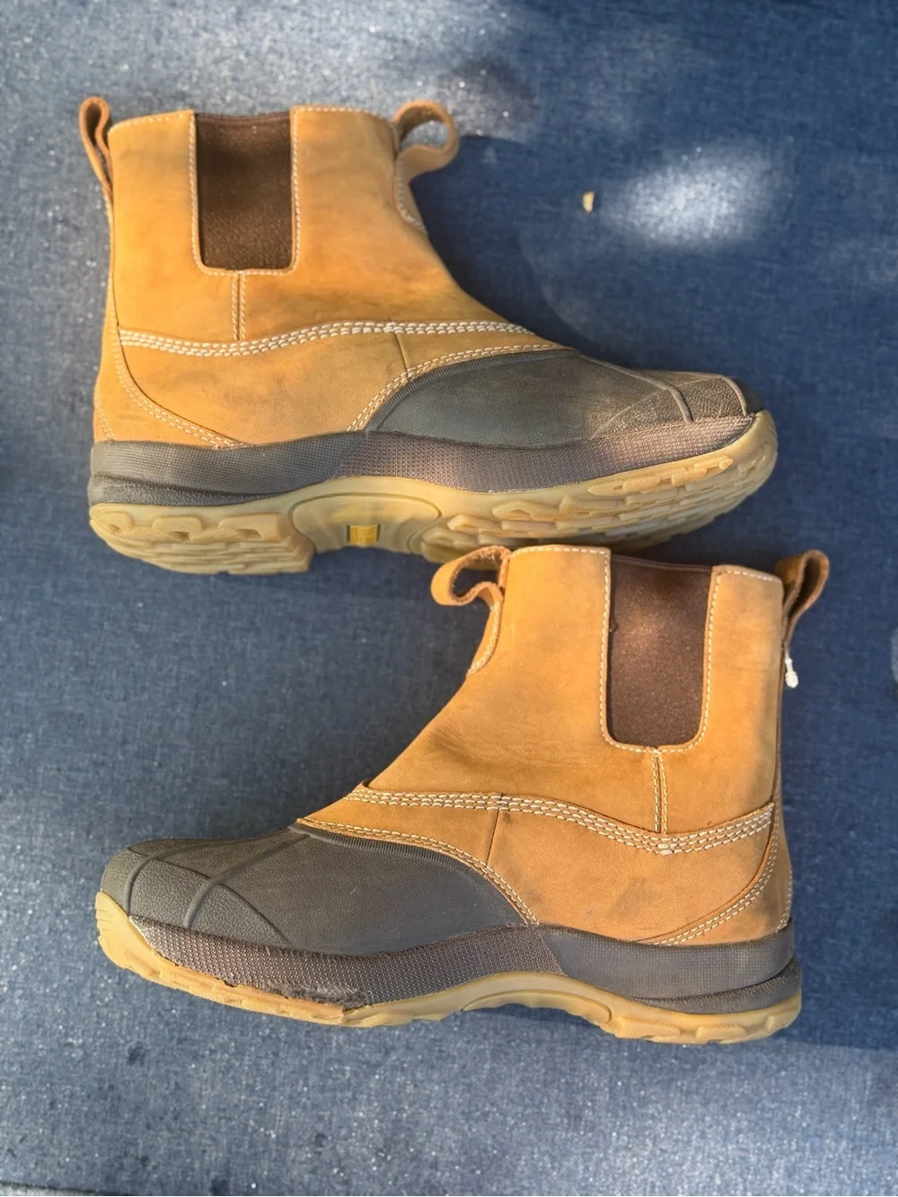 L.L. Bean Men's Two-Tone Tan and Dark Gray Rain & Snow Boots- Slip on -9